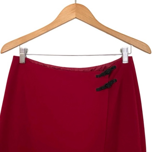 Lauren Ralph Lauren | Vintage Wool Blend Crimson Wrap Skirt - Picture 4 of 14